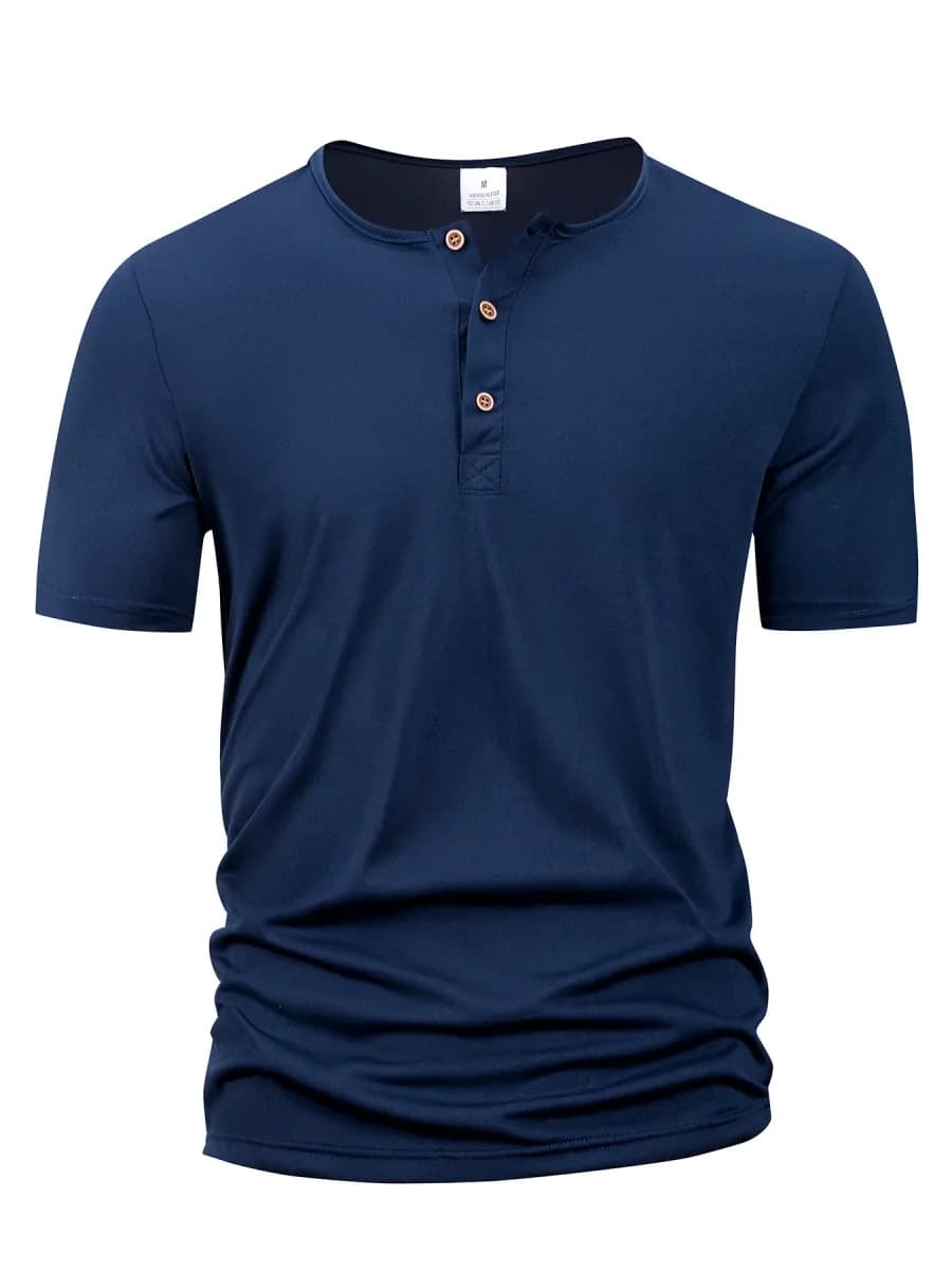 TRENDY Henley Collar Tee